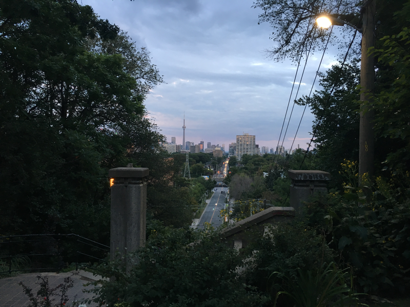 At the top of the Baldwin Steps, next to Casa Loma